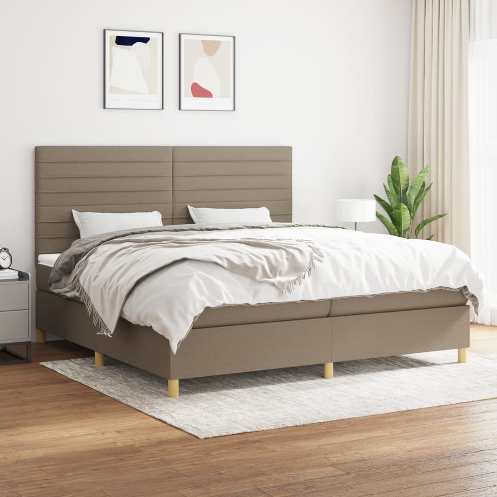 kontinentalseng med madras 200x200 cm stof gråbrun
