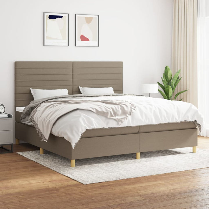 kontinentalseng med madras 200x200 cm stof gråbrun