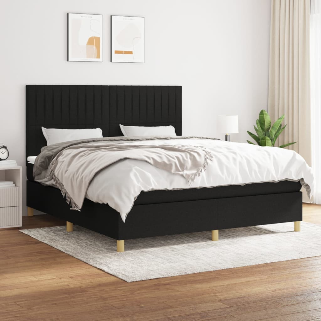 kontinentalseng med madras 160x200 cm stof sort
