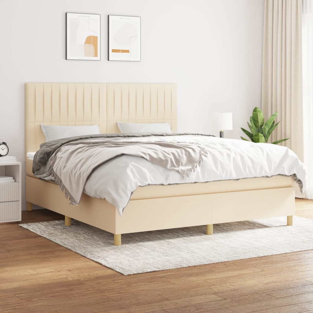 kontinentalseng med madras 180x200 cm stof cremefarvet