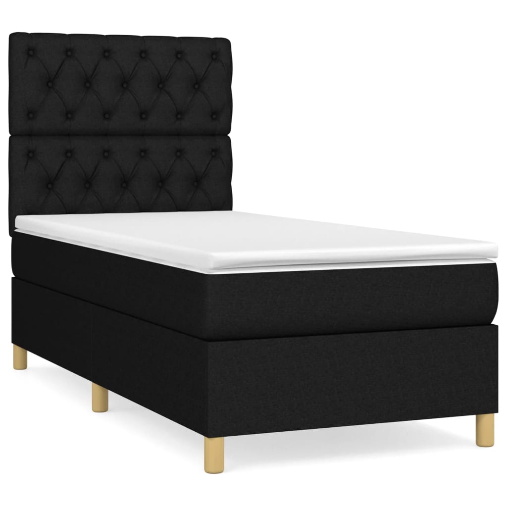 kontinentalseng med madras 80x200 cm stof sort