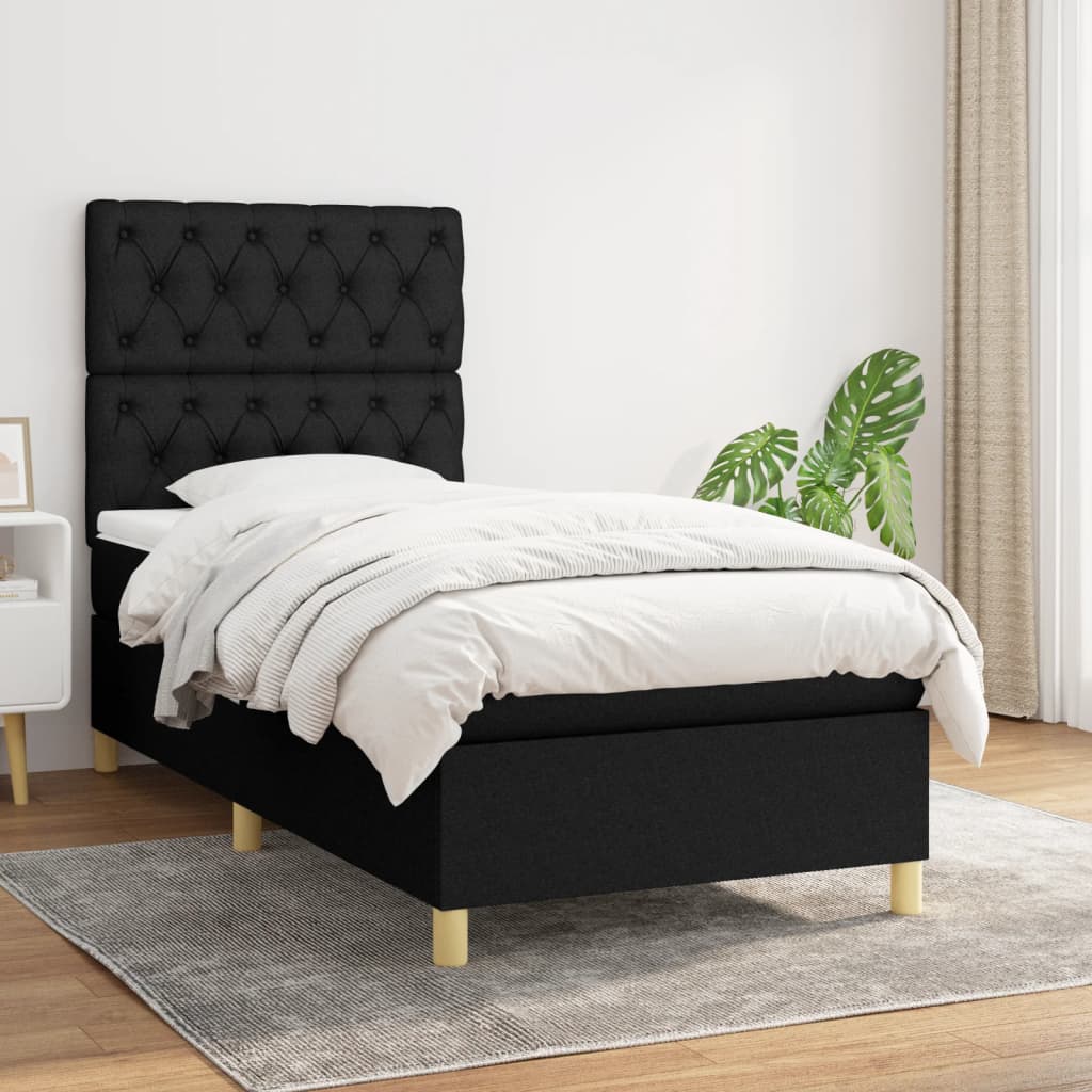 kontinentalseng med madras 80x200 cm stof sort