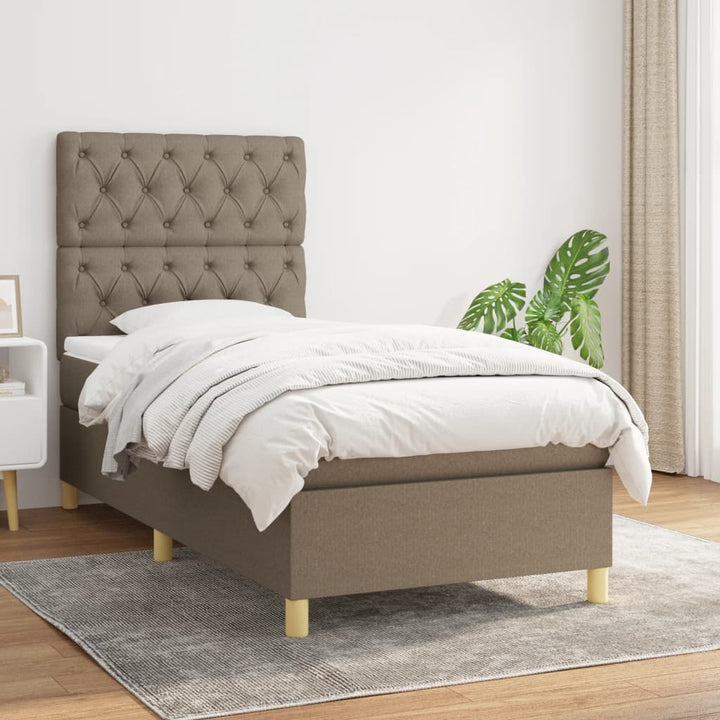 kontinentalseng med madras 80x200 cm stof gråbrun