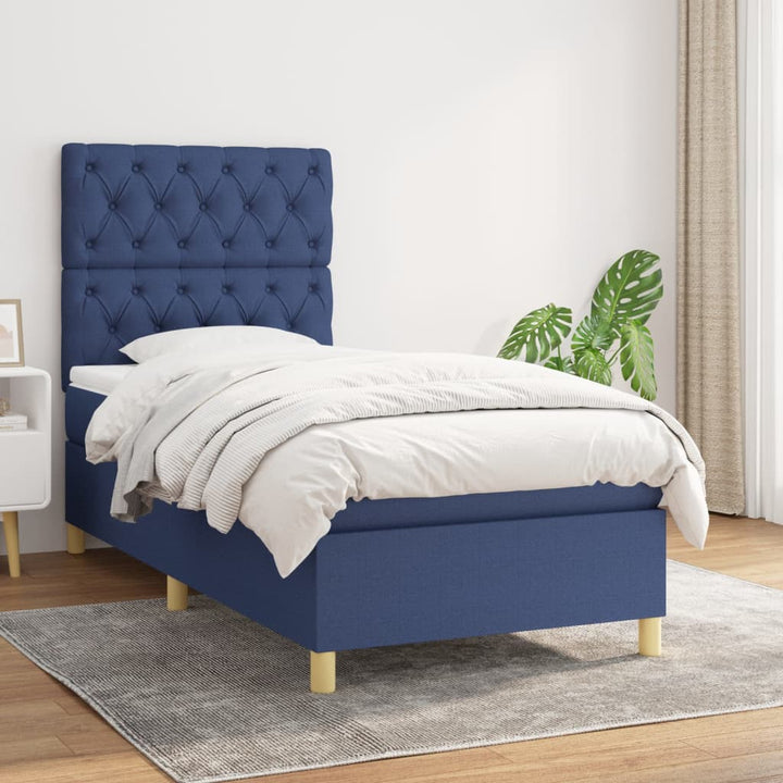 kontinentalseng med madras 80x200 cm stof blå
