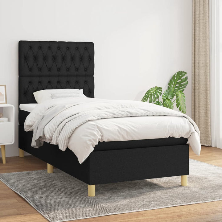 kontinentalseng med madras 90x200 cm stof sort
