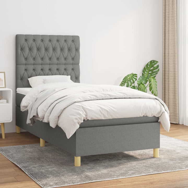 kontinentalseng med madras 100x200 cm stof mørkegrå