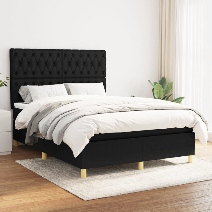 kontinentalseng med madras 140x200 cm stof sort