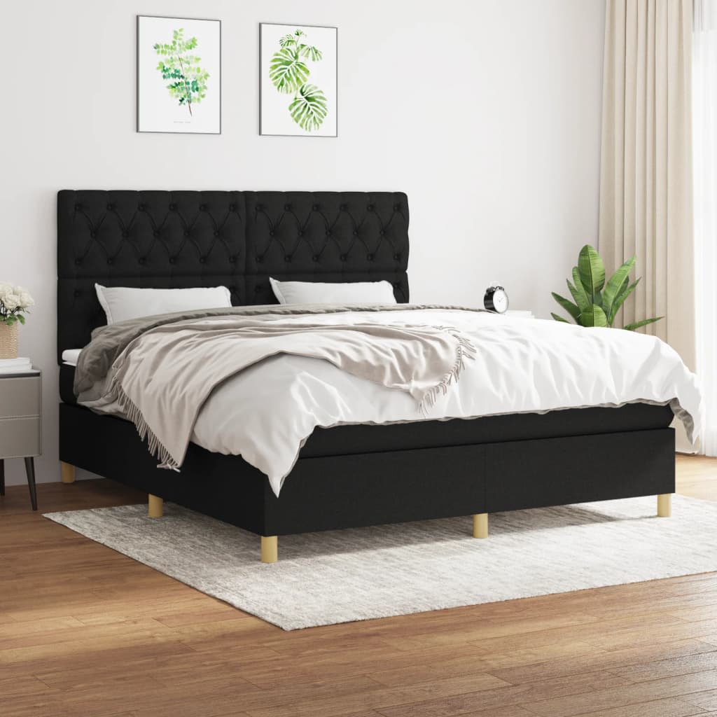 kontinentalseng med madras 160x200 cm stof sort