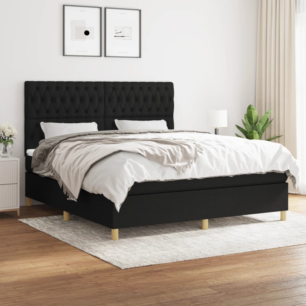 kontinentalseng med madras 180x200 cm stof sort