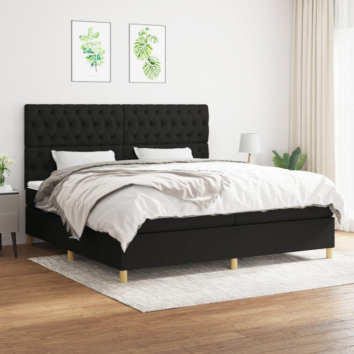 kontinentalseng med madras 200x200 cm stof sort