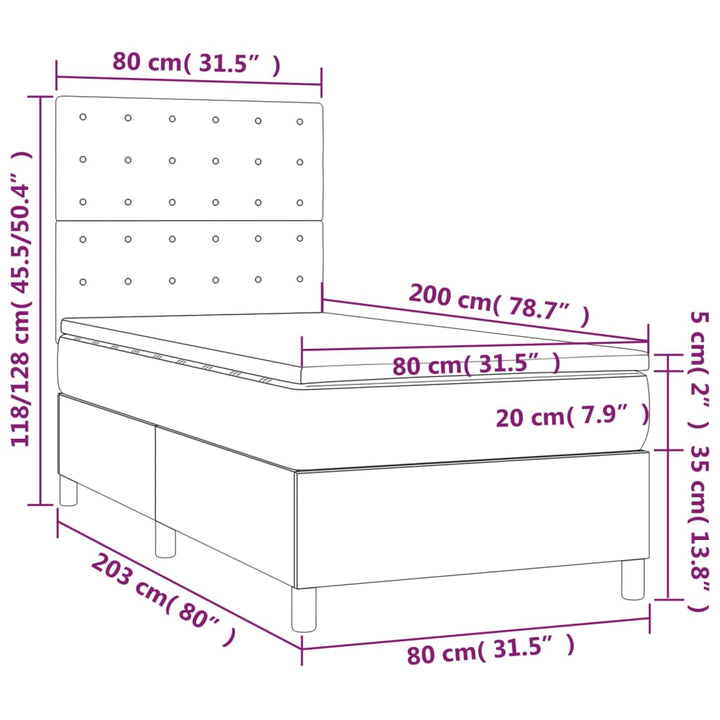 kontinentalseng med madras 80x200 cm stof sort