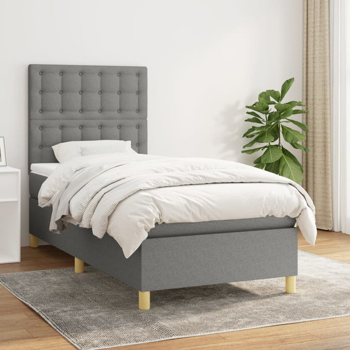 kontinentalseng med madras 100x200 cm stof mørkegrå