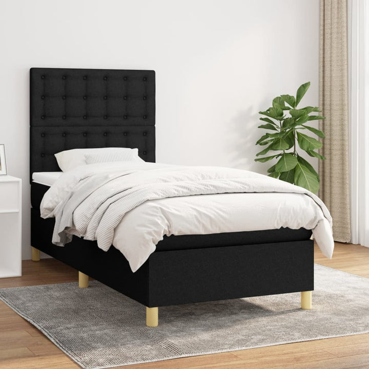 kontinentalseng med madras 100x200 cm stof sort