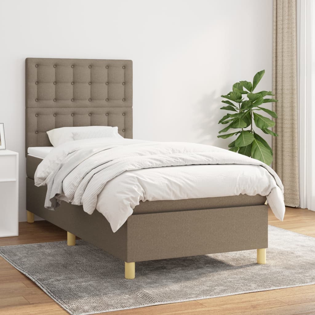 kontinentalseng med madras 100x200 cm stof gråbrun