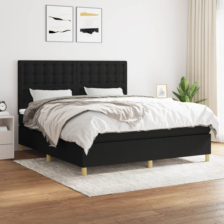 kontinentalseng med madras 160x200 cm stof sort