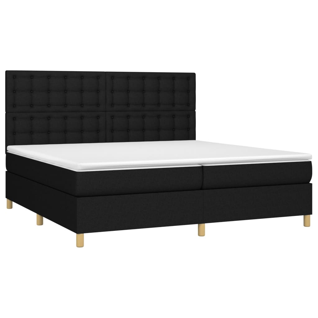 kontinentalseng med madras 200x200 cm stof sort