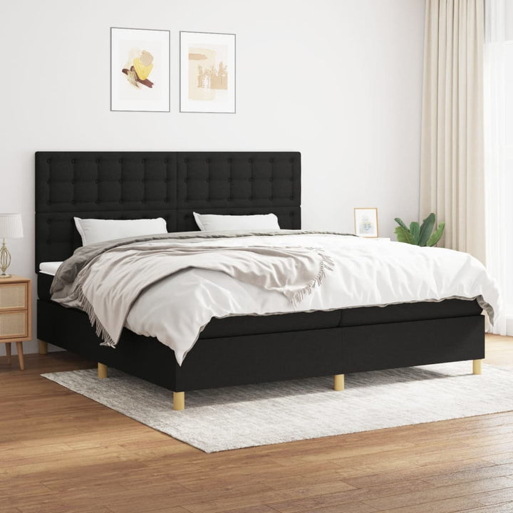 kontinentalseng med madras 200x200 cm stof sort