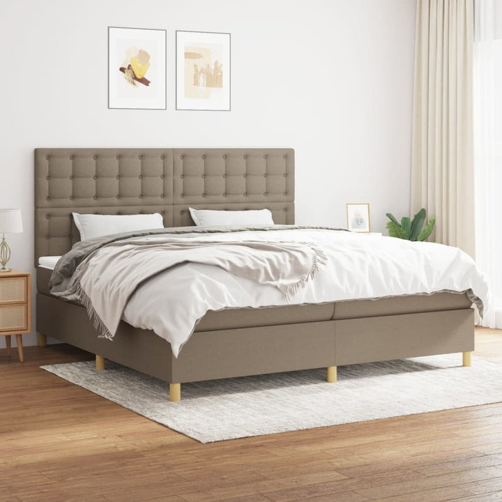 kontinentalseng med madras 200x200 cm stof gråbrun