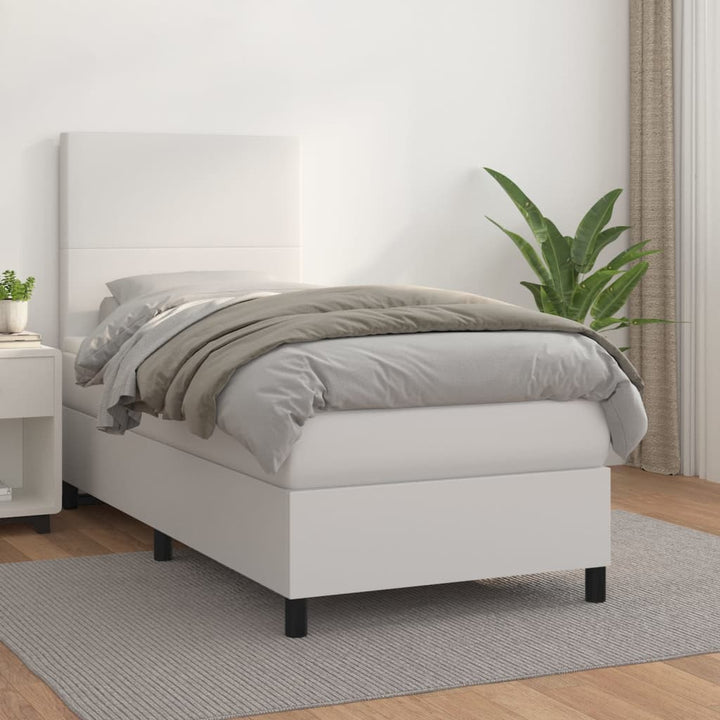 kontinentalseng med madras 90x200 cm kunstlæder hvid