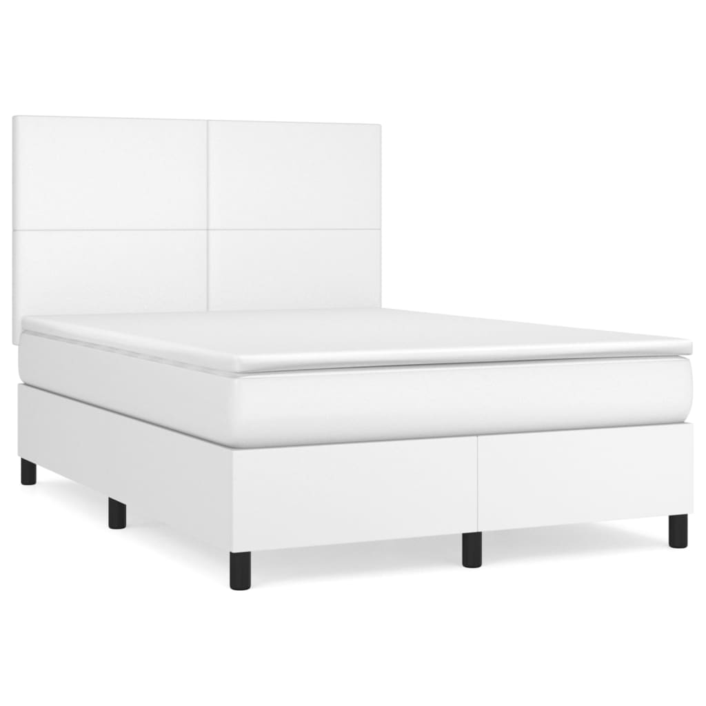 kontinentalseng med madras 140x190 cm kunstlæder hvid