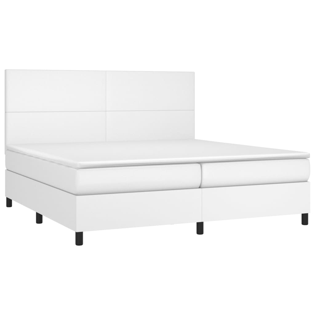 kontinentalseng med madras 200x200 cm kunstlæder hvid