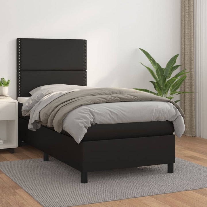 kontinentalseng med madras 90x200 cm kunstlæder sort
