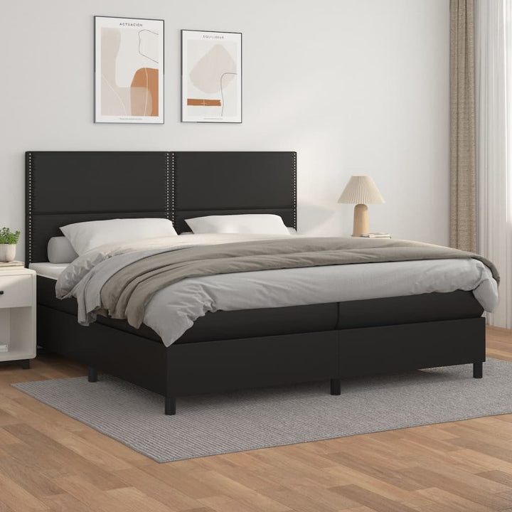 kontinentalseng med madras 200x200 cm kunstlæder sort