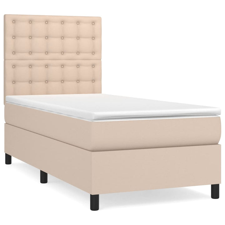 kontinentalseng 80x200 cm kunstlæder cappuccinofarvet