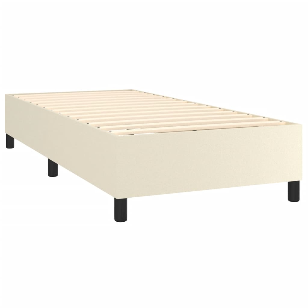 kontinentalseng med madras 90x190 cm kunstlæder cremefarvet