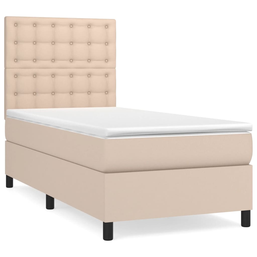 kontinentalseng 90x200 cm kunstlæder cappuccinofarvet