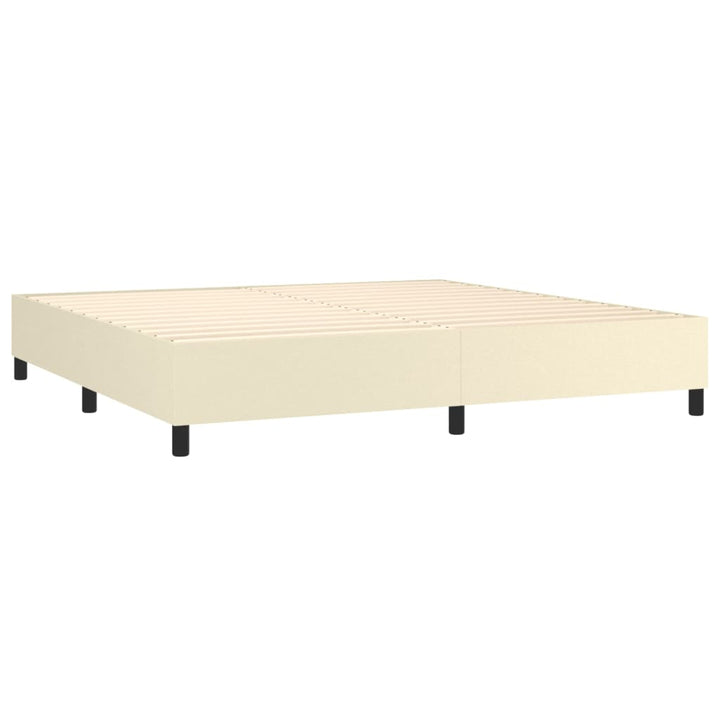 kontinentalseng med madras 200x200 cm kunstlæder cremefarvet