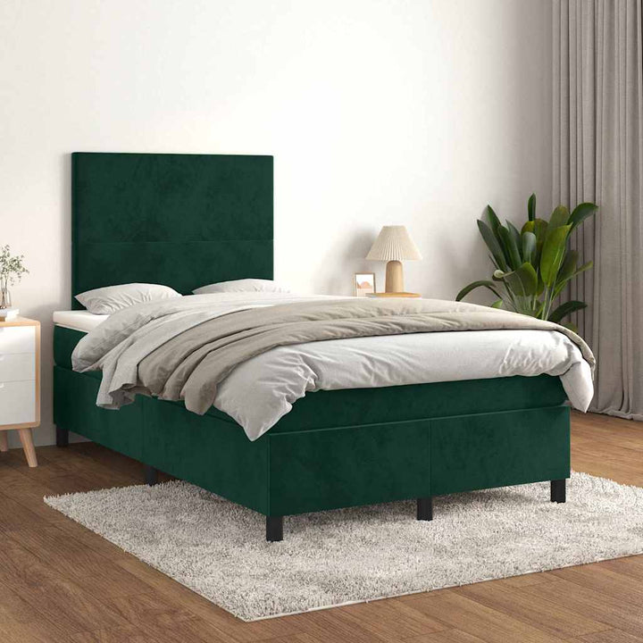 kontinentalseng 120x200 cm fløjl mørkegrøn