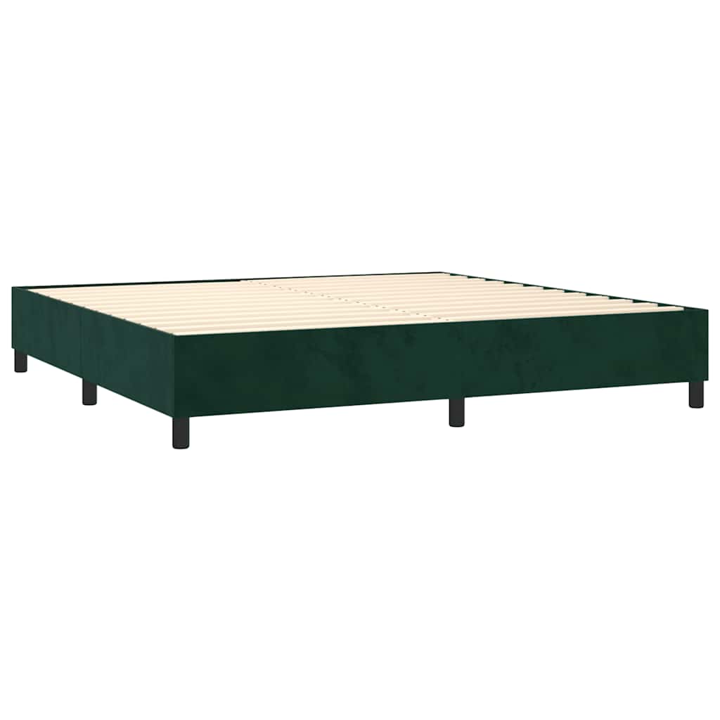 kontinentalseng med madras 200x200 cm fløjl mørkegrøn