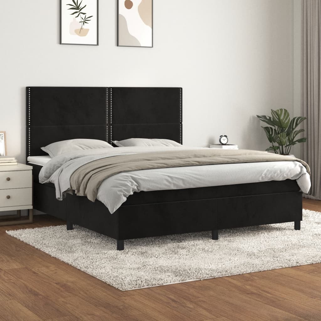 kontinentalseng med madras 160x200 cm fløjl sort