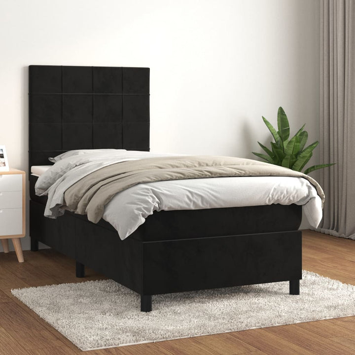 kontinentalseng med madras 80x200 cm fløjl sort