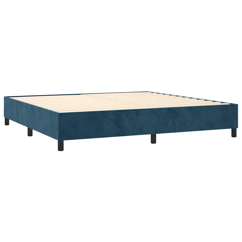 kontinentalseng med madras 200x200 cm fløjl mørkeblå