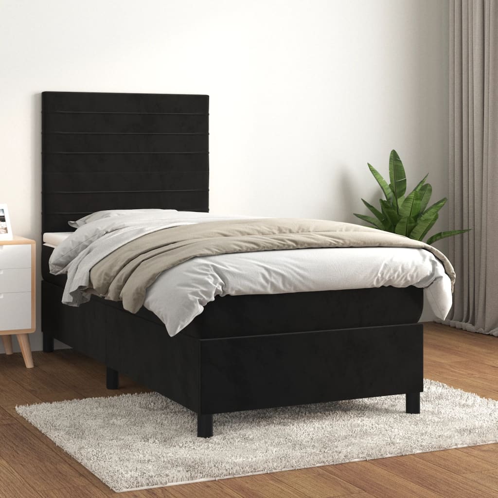 kontinentalseng med madras 80x200 cm fløjl sort