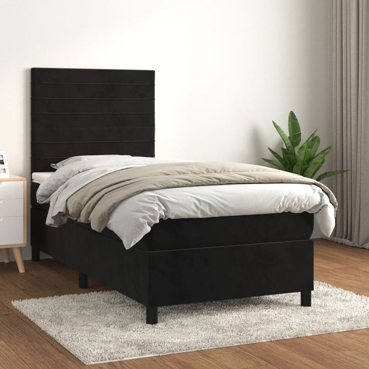 kontinentalseng med madras 80x200 cm fløjl sort