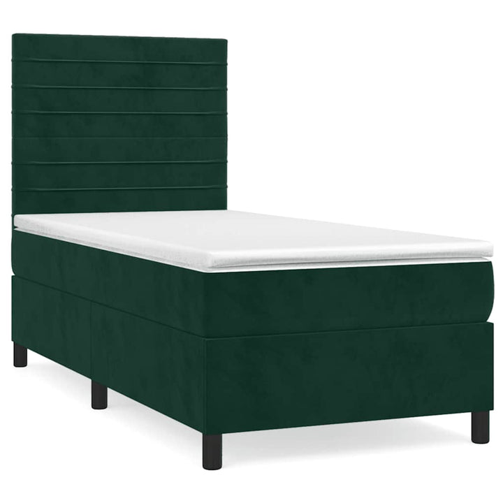 kontinentalseng med madras 90x190 cm fløjl mørkegrøn