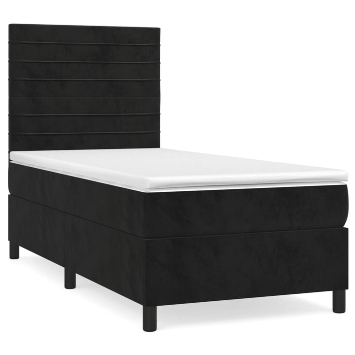 kontinentalseng med madras 100x200 cm fløjl sort