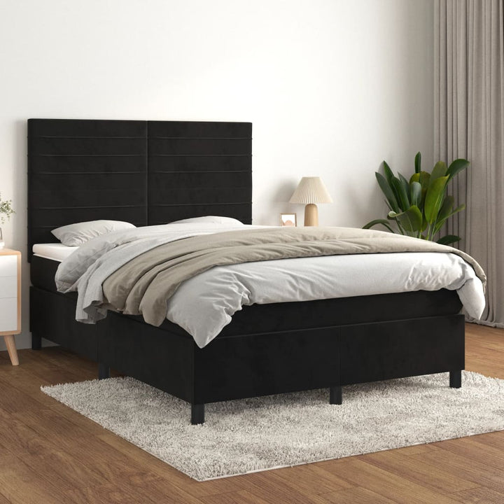 kontinentalseng med madras 140x200 cm fløjl sort