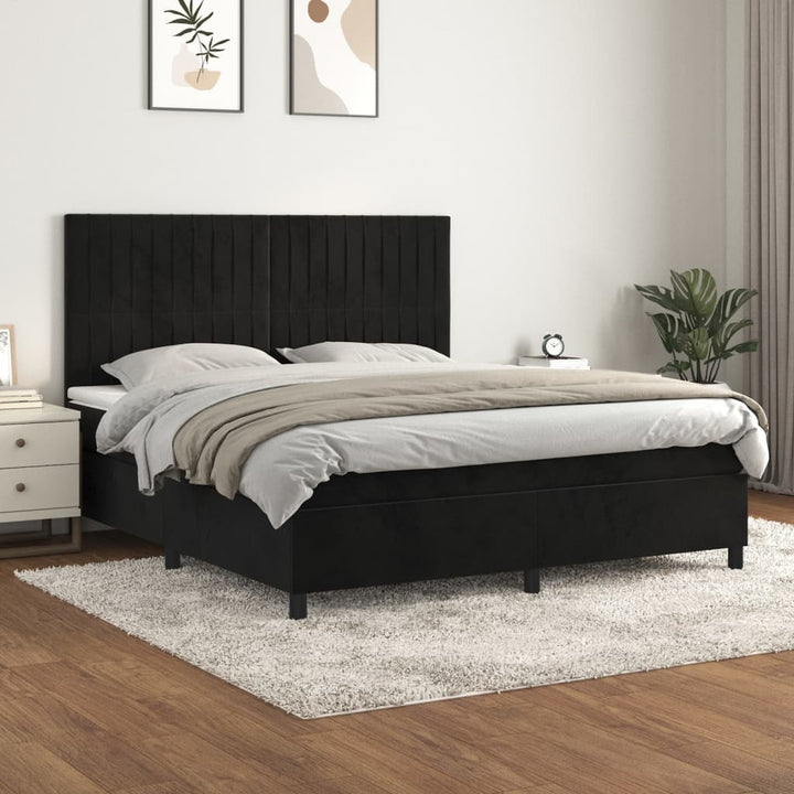 kontinentalseng med madras 160x200 cm fløjl sort