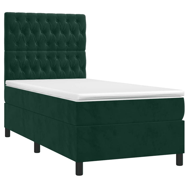 kontinentalseng med madras 90x200 cm fløjl mørkegrøn