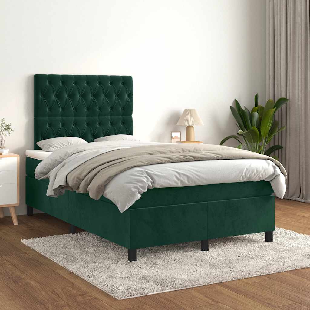 kontinentalseng 120x200 cm fløjl mørkegrøn