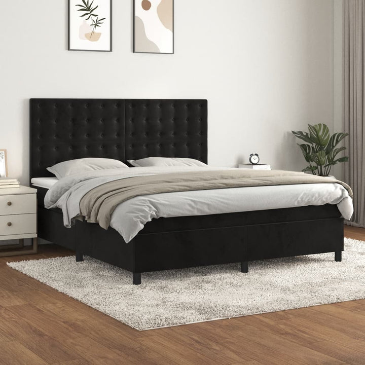 kontinentalseng med madras 160x200 cm fløjl sort