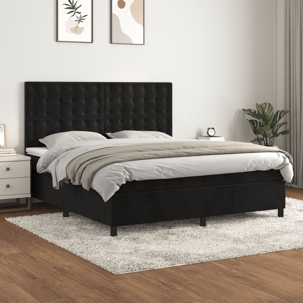kontinentalseng med madras 180x200 cm fløjl sort