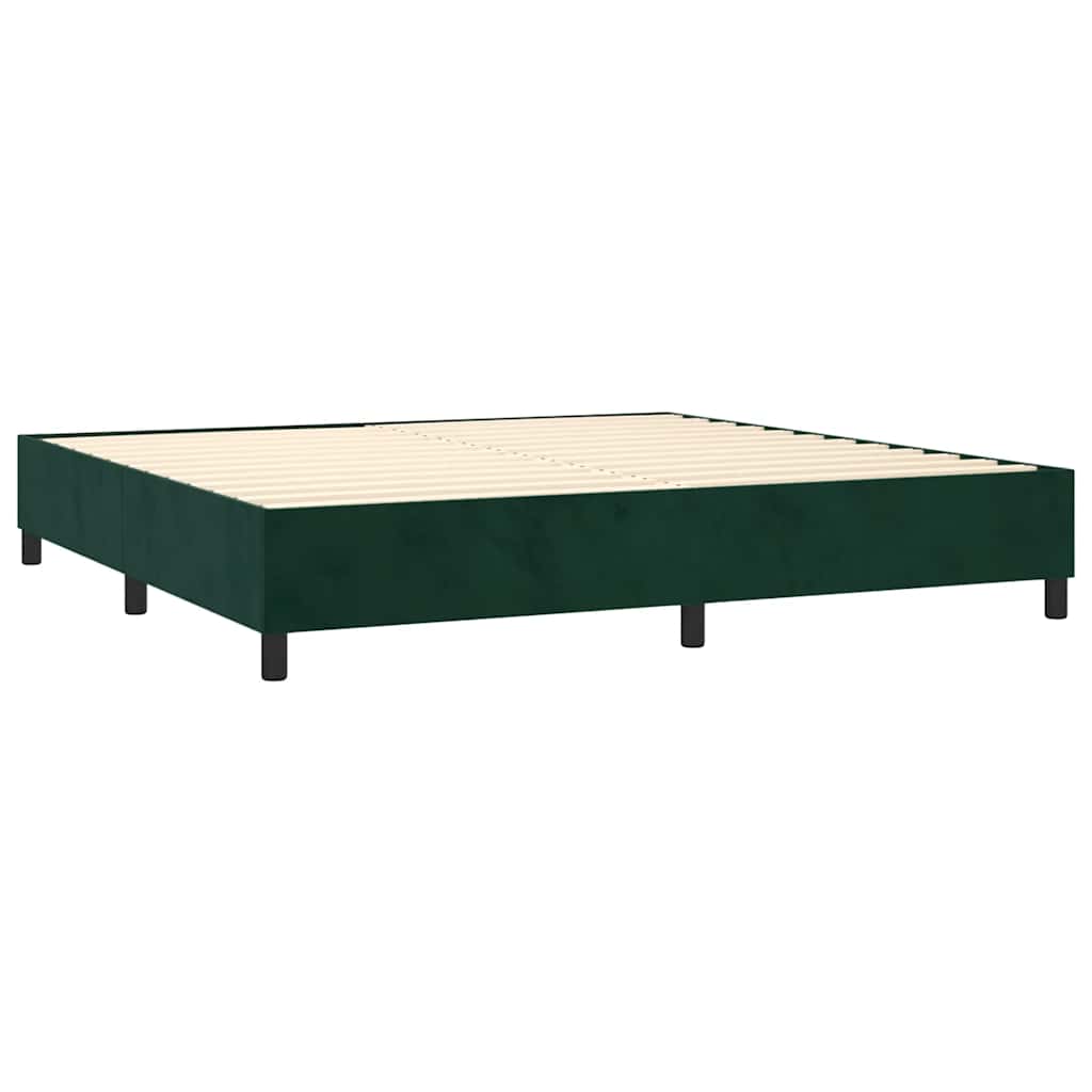 kontinentalseng med madras 200x200 cm fløjl mørkegrøn