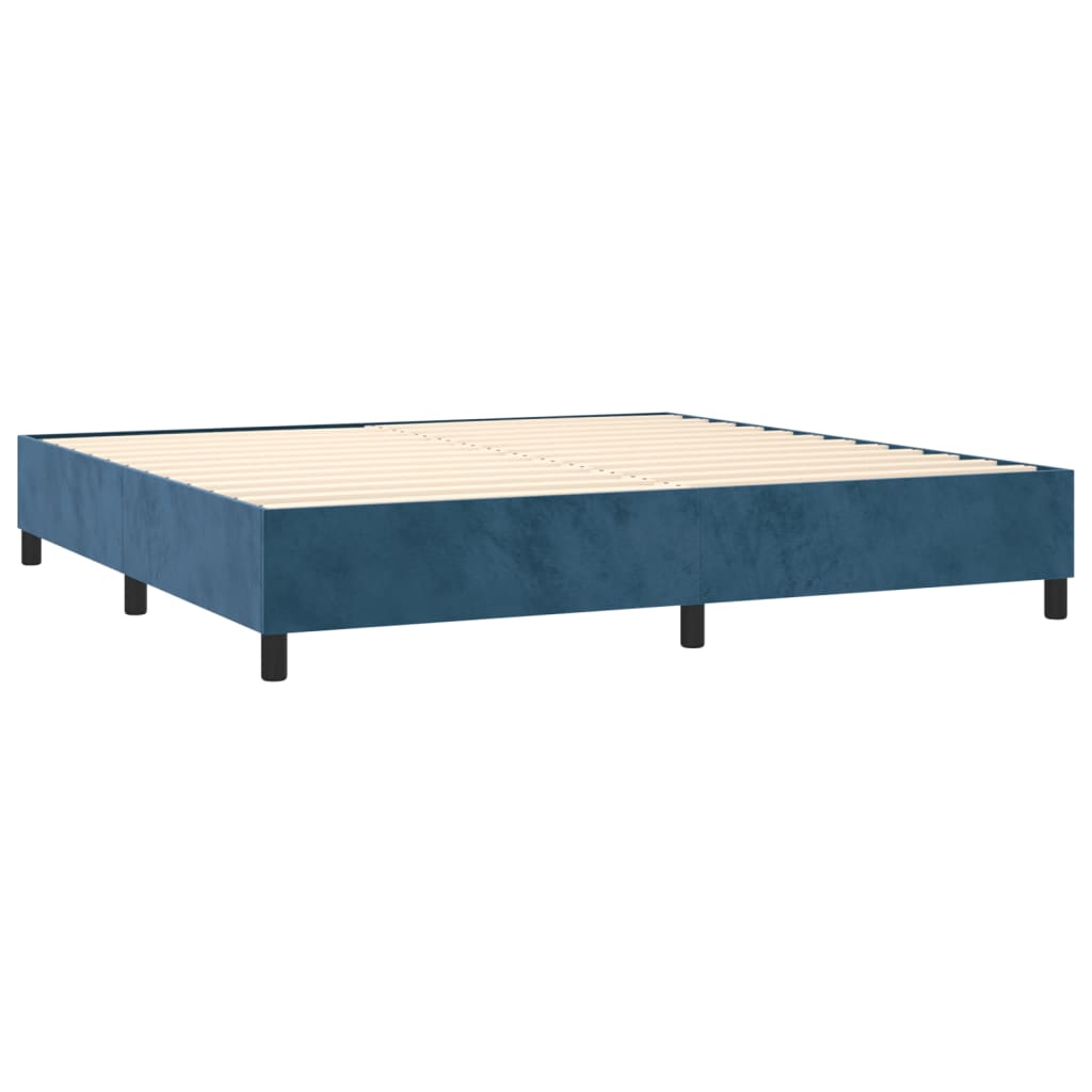 kontinentalseng med madras 200x200 cm fløjl mørkeblå