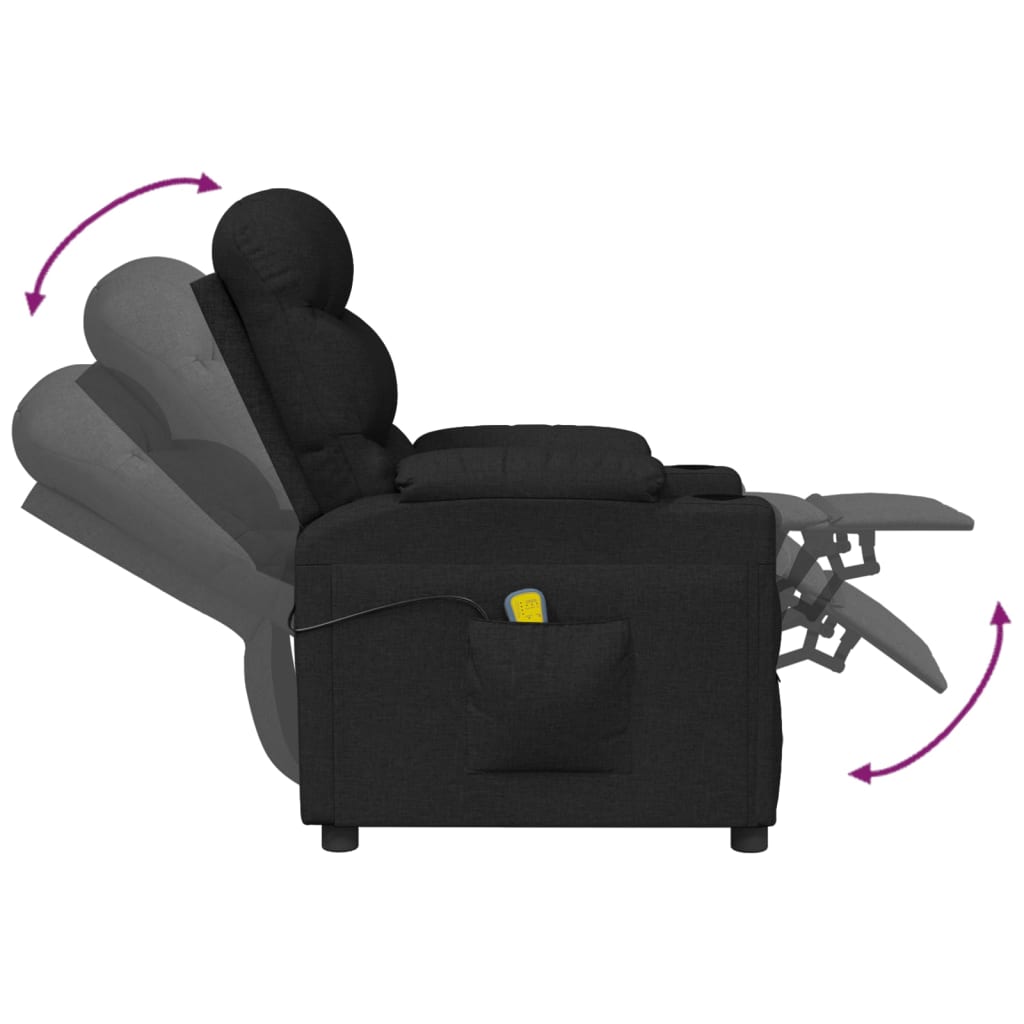 eldrevet massagestol stof sort