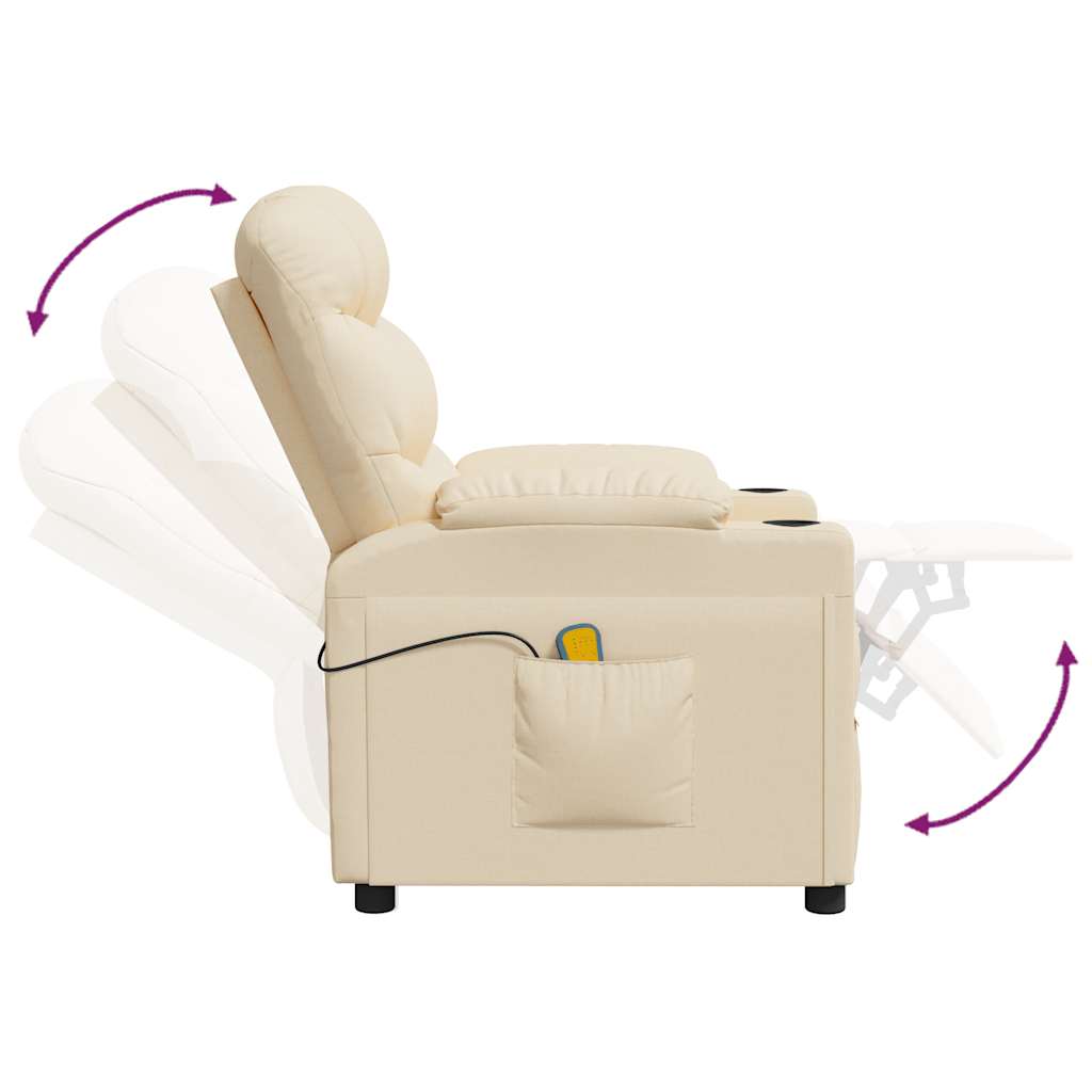 eldrevet massagestol stof cremefarvet